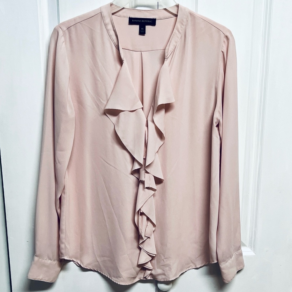 Banana Republic Women's Blush Ruffle Front Blouse Size XS